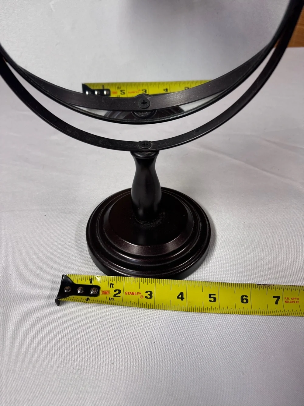Double-Sided Round Table Vanity Mirror in Dark Bronze
